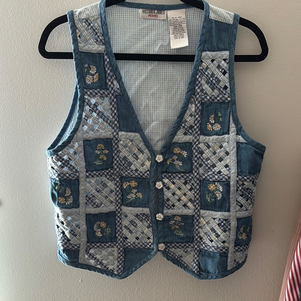 Victoria Jones Woman Blue Patchwork Tank Top